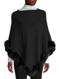 Image of sale on Fox Fur-Trim Poncho