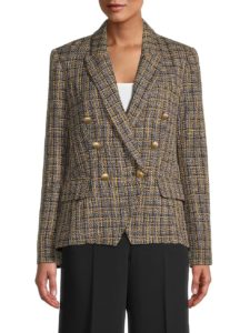 Image of sale on Kenzie Plaid Double-Breasted Blazer