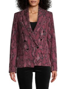 Image of sale on Kenzie Snake-Print Double-Breasted Blazer