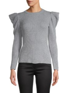 Image of sale on Puff Sleeve Ribbed Sweater