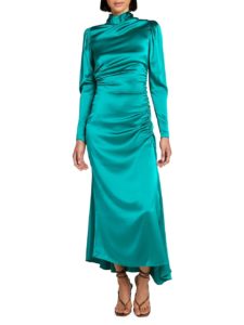 Image of sale on Isabella Shirred Long-Sleeve Midi Dress