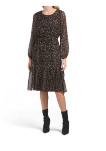 Image of sale on Round Neck Balloon Sleeve Dress