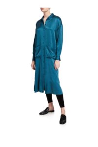 Image of sale on Long Sandwash Silk Charmeuse Shirtdress