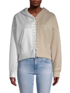 Image of sale on Lace-Up Colorblock Hoodie
