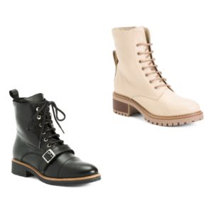 Image of sale on Leather Laced Up Color Sole Boots