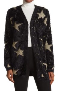 Image of sale on Star Print Fuzzy Cardigan