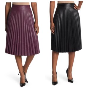 Image of sale on Pleated Faux Leather Midi Skirt