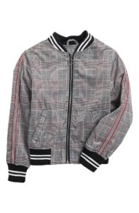Image of sale on Plaid Sateen Bomber Jacket