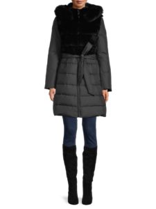 Image of sale on Fox Fur & Rabbit Fur-Trim Quilted Down Coat