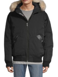 Image of sale on Fox Fur & Leather-Trim Down Bomber Jacket
