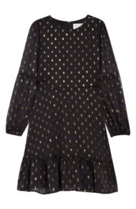 Image of sale on GirlsMetallic Chiffon Long Sleeve Dress