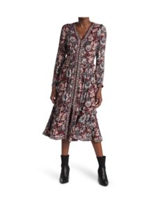 Image of sale on Floral Long Sleeve Button Maxi Dress