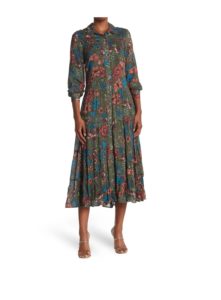 Image of sale on Long Sleeve Floral Shirt Maxi Dress