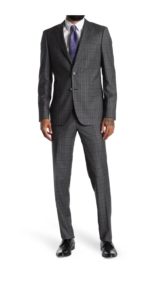 Image of sale on Grey Plaid Two Button Notch Lapel Slim Fit Wool Suit