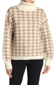 Image of sale on Houndstooth Turtleneck Pullover Sweater