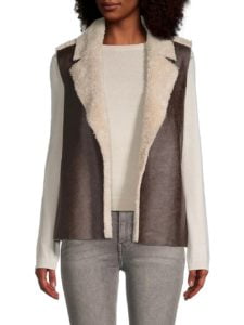 Image of sale on Lang Faux Fur-Lined Faux Leather Vest