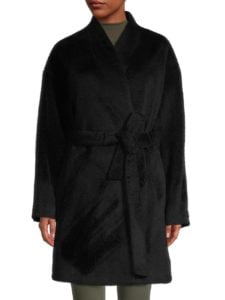 Image of sale on Wool-Blend Tie-Front Coat