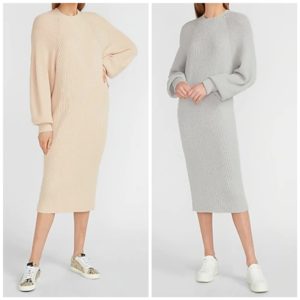 Image of sale on Balloon Sleeve Midi Sweater Dress