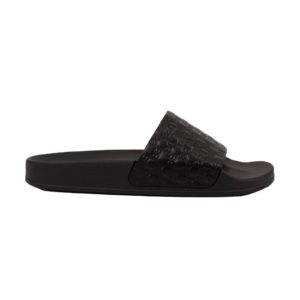 Image of sale on BALMAIN PARIS WOMEN’S BLACK LEATHER CALYPSO MONOGRAM SLIDES