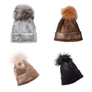 Image of sale on Metallic Beanie With Fox Fur