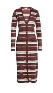 Image of sale on V-Neck Stripe Long Sleeve Midi Sweater Dress
