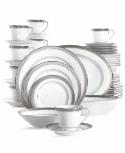 Image of sale on Crestwood Platinum 50 Pc Porcelain Dish Set – Service for 8