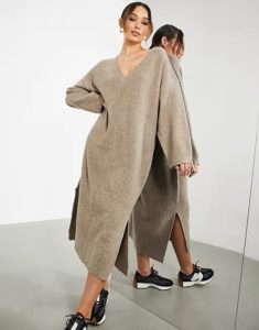 Image of sale on Oversized V Neck Knitted Dress