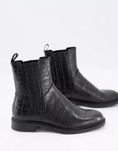 Image of sale on Amina Chelsea Boots in Black Croc Leather