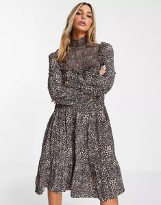 Image of sale on High Neck tiered Midi Dress