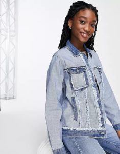 Image of sale on Oversized Distressed Denim Jacket