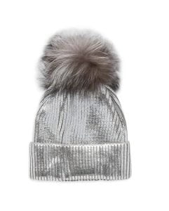 Image of sale on Fox Fur Pom-Pom Metallic Beanie