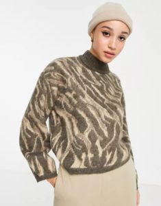 Image of sale on High Neck Sweater In Chocolate Abstract