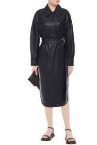 Image of sale on Belted faux leather shirt dress