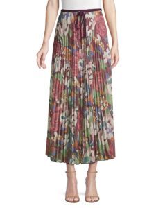 Image of sale on Glitter Floral Pleated Midi Skirt