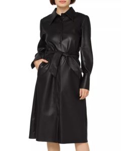 Image of sale on Faux Leather Puff Sleeve Dress