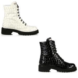 Image of sale on Croc-Embossed Leather Combat Boots