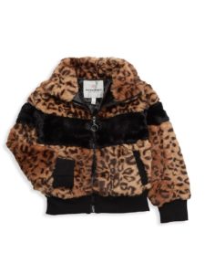 Image of sale on Little Girl’s Leopard-Pattern Faux Fur Jacket