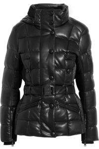 Image of sale on Gisa quilted faux leather hooded down ski jacket
