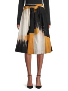 Image of sale on Brushstroke-Print A-Line Skirt