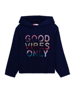 Image of sale on Girl’s Good Vibes Only Sequined Hoodie, Size 4-10