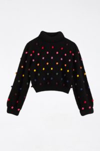 Image of sale on rainbow dots sweater – details