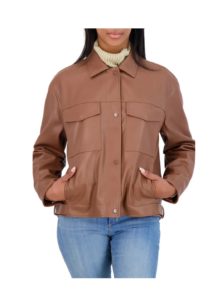 Image of sale on Faux Leather Shirt Jacket