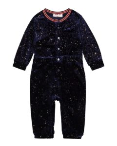 Image of sale on Girl’s Bow Sparkle Velvet Playsuit, Size 3-9M
