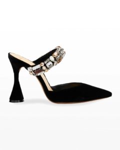 Image of sale on Riviera Suede Crystal Mule Pumps