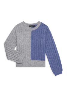 Image of sale on Girl’s Sienna Two-Tone Crewneck Sweater