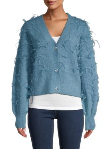 Image of sale on Vada Faux Feather Wool-Blend Cardigan