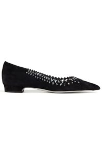 Image of sale on Silene crystal-embellished laser-cut suede point-toe flats