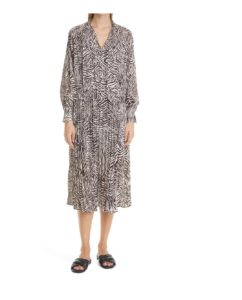 Image of sale on Dorothe Abstract Animal Print Long Sleeve Midi Dress