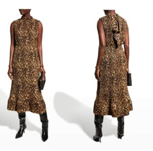 Image of sale on Melina Leopard-Print Pleated Dress size 2-4