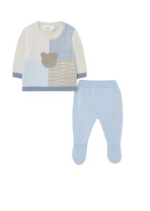 Image of sale on Boy’s 2-Piece Bear Intarsia Knit Sweater Set, Size 12-24M
